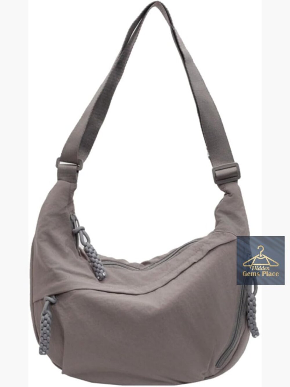 Lightweight Nylon Crossbody Bag - Small Hobo with 2 Inner Pouches